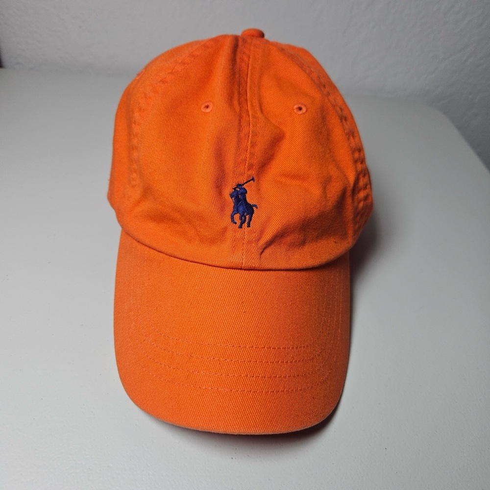 Polo Ralph Lauren Ball Cap The Iconic Cotton Chino in Orange With Blue Pony